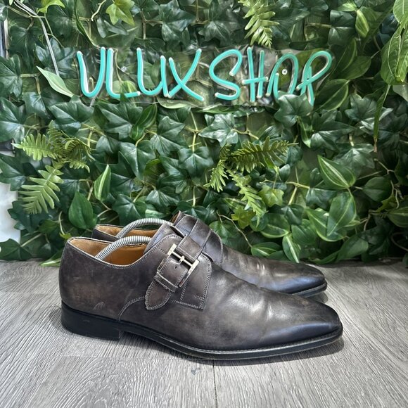 Magnanni Marco II Cuero Single Monk Strap size 10 Gray Distressed Loafer